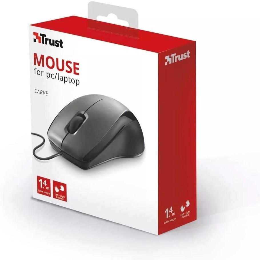 Mouse Trust Usb Carve Pc Laptop 3 Pulsanti Con Filo Desktop Usb + Sensore Ottico - eletrosyncstore