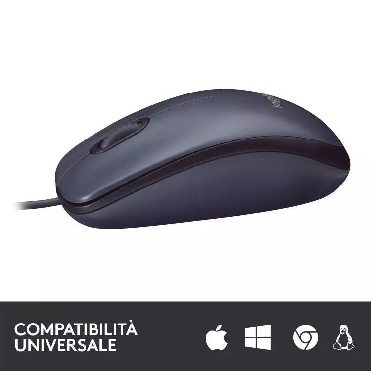 Logitech B100 Mouse Ottico Cablato Con Filo Usb 800 Dpi Ambidestro Windows Mac - eletrosyncstore