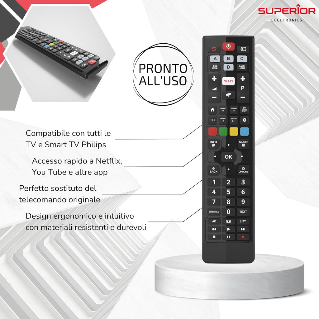 Telecomando Tv Universale Smart Tv Philips 3d Superior Compatibile Per Philips - eletrosyncstore