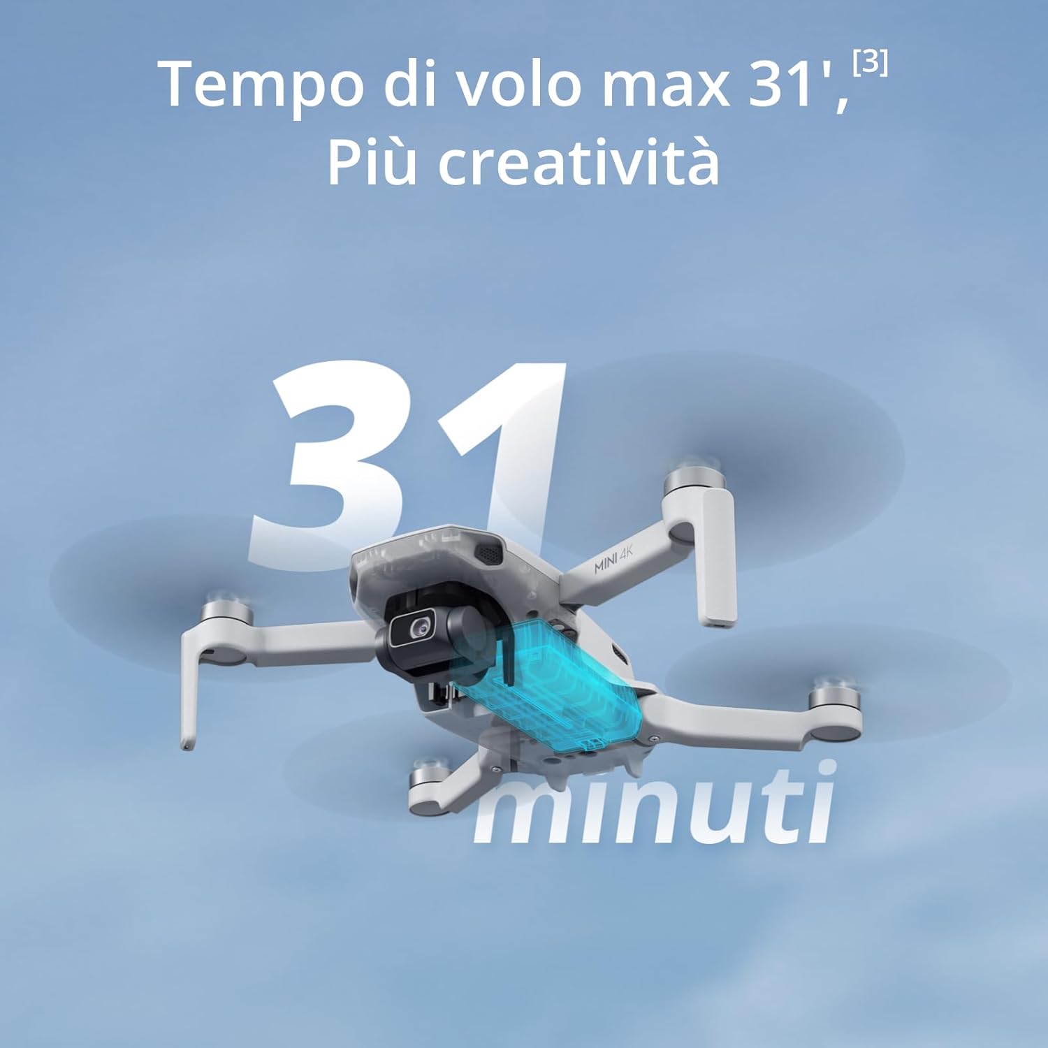 DJI Mini 4K, Drone per adulti, fotocamera 4K HD, Radiocomando RC - N1 Camera UHD < 249 g, stabilizzatore 3 assi, trasmissione video 10 km, return automatico, resistenza al vento, 1 batteria per tempo di volo 31', volo intelligente - eletrosyncstore