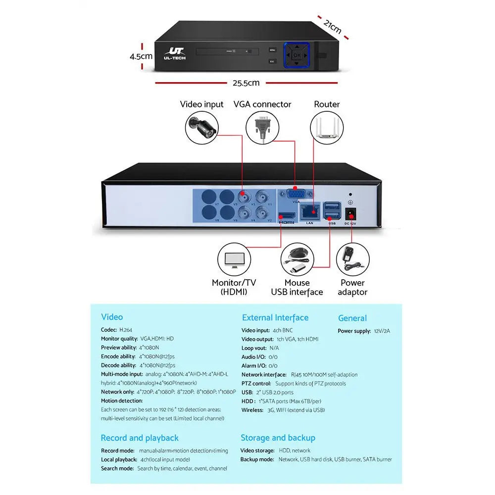 NNEDSZ 1080P 4 Channel CCTV Security Camera - eletrosyncstore