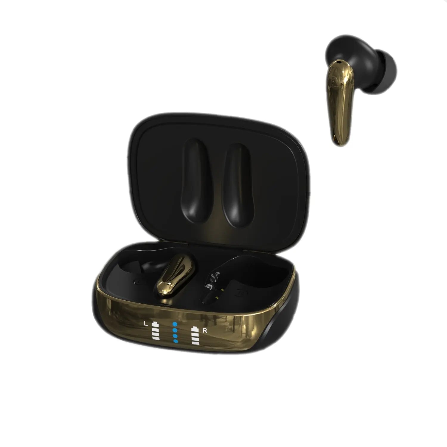 AIR Focus ANC Matte Black and Gold Active Noise Cancelling Earbuds (In Ear Wireless Headphones) - eletrosyncstore