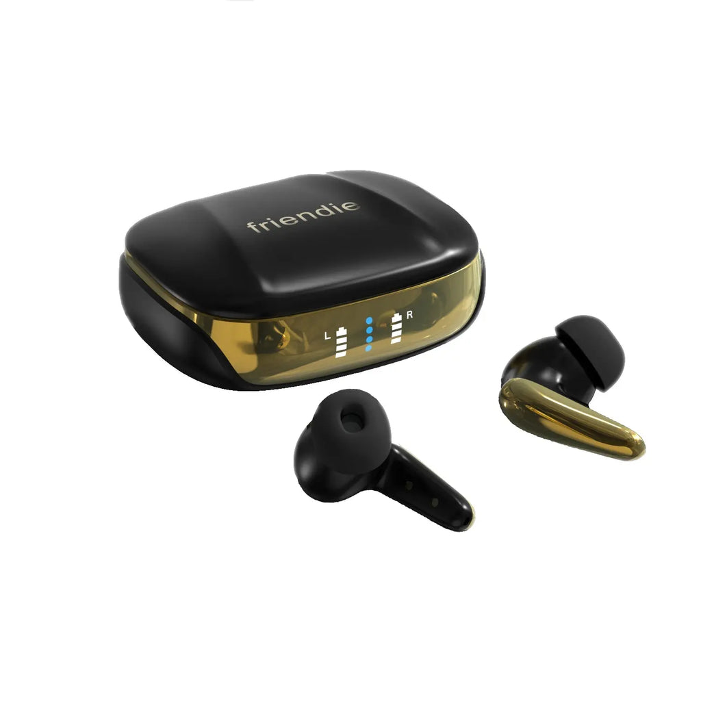 AIR Focus ANC Matte Black and Gold Active Noise Cancelling Earbuds (In Ear Wireless Headphones) - eletrosyncstore
