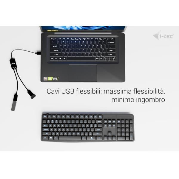 HUB USB - A CAVO Flessibile a 2 porte (2x USB - A) [U3CBLHUB2A] - eletrosyncstore