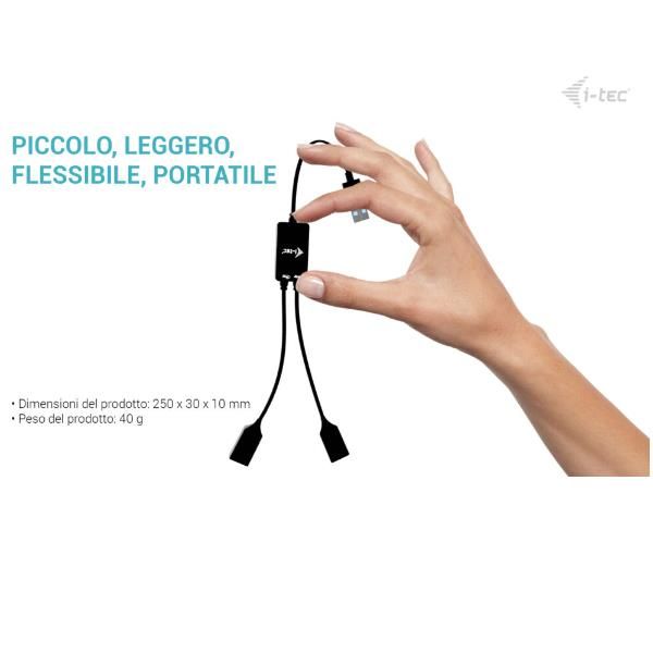 HUB USB - A CAVO Flessibile a 2 porte (2x USB - A) [U3CBLHUB2A] - eletrosyncstore